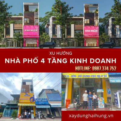 Xu Hướng Xây Nhà Phố Kết Hợp Kinh Doanh 4 Tầng