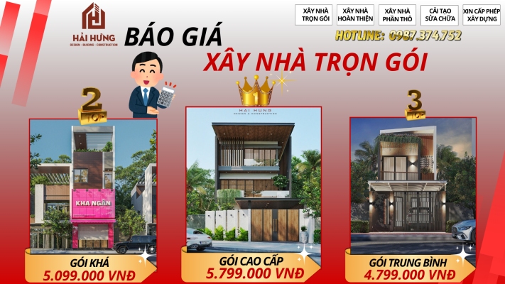 Bảng báo giá dịch vụ xây nhà trọn gói