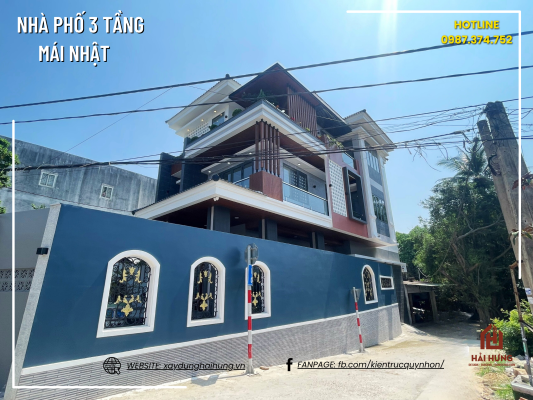 Kiến trúc tổng thể ngôi nhà phố mái Nhật 3 tầng