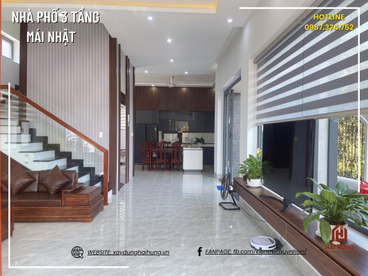 Thiết kế không gian nội thất nhà phố mái Nhật