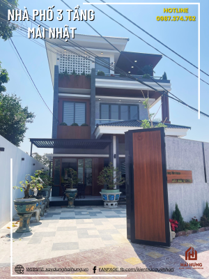 Kiến trúc tổng thể ngôi nhà phố mái Nhật 3 tầng