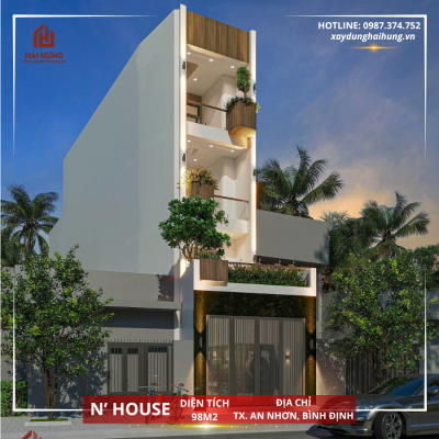 Tổng quan thiết kế nhà phố 4 tầng anh Nguyên