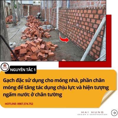 Xây gạch đặc trong thi công phần móng và chân tường