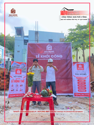 Mời mọi người xem qua các hình ảnh về buổi lễ động thổ công trình nhà phố 2 tầng tại TP. Quy Nhơn, Bình Định
