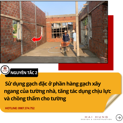 Xây gạch đặc trong thi công hàng gạch ngang