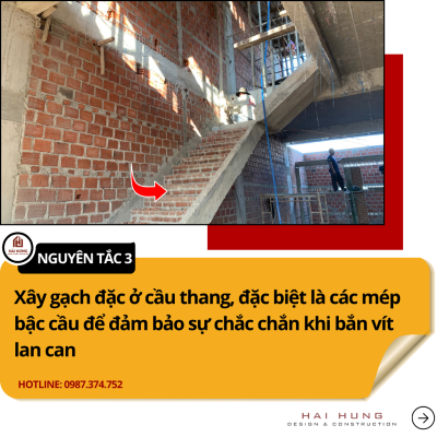 Kỹ thuật thi công xây gạch ở khu vực cầu thang cầu thang