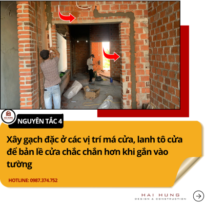 Xây gạch đặc trong thi công cửa