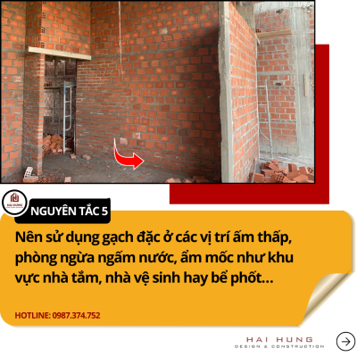 Xây gạch đặc giúp bảo vệ không gian ẩm thấp như nhà vệ sinh, bể phốt hay tầng hầm