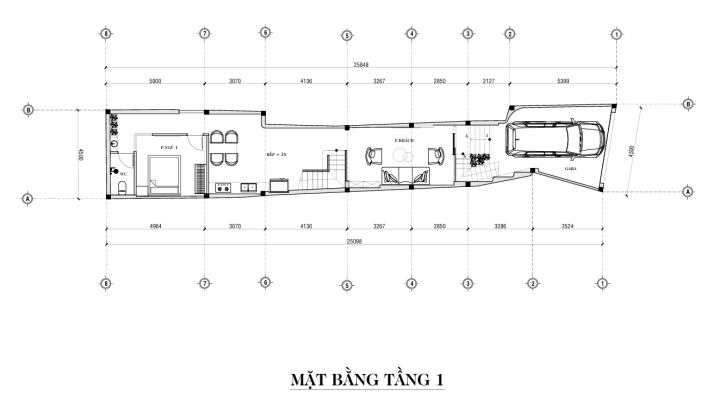 Chi tiết về mặt bằng các tầng nhà phố 4 tầng