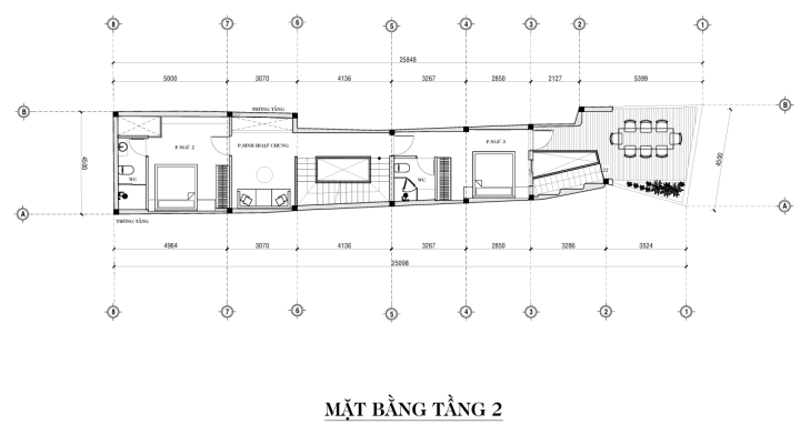 Chi tiết về mặt bằng các tầng nhà phố 4 tầng