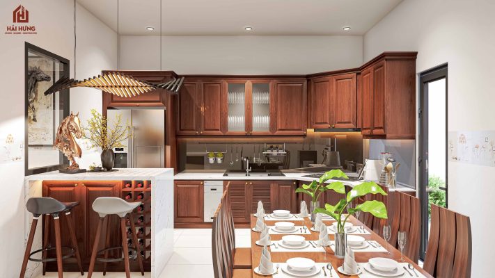 Mẫu phòng ăn nhà cấp 4 phong cách truyền thống hiện đại