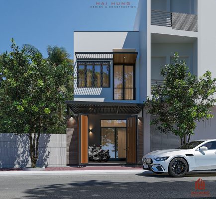 Mẫu thiết kế nhà phố 2 tầng tích hợp gara ô tô và tiện ích