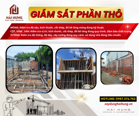 Hạng mục thi công giám sát thi công phần thô khi xây nhà cần nắm rõ