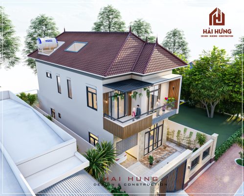Mẫu biệt thự 2 tầng mái Nhật phong cách hiện đại của chủ đầu tư anh Duy: 