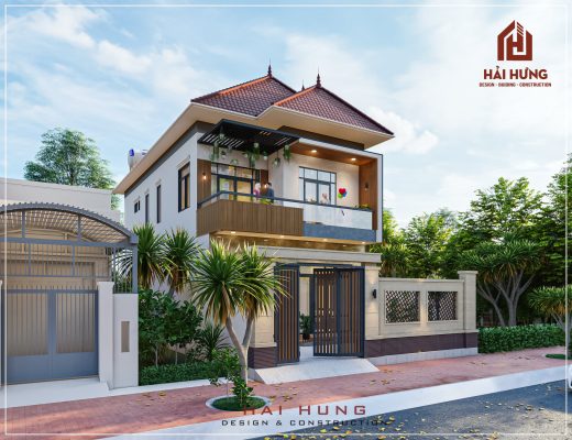 Mẫu biệt thự 2 tầng mái Nhật phong cách hiện đại của chủ đầu tư anh Duy: 