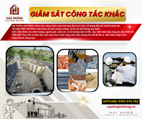 Hạng mục giám sát thi công các công tác khác giúp ngôi nhà luôn được bền vững tốt nhất