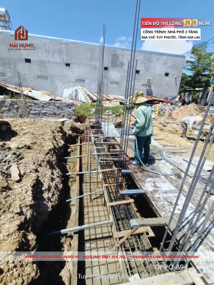 Mời mọi người cùng xem qua đầy đủ các hình ảnh về quá trình 100 ngày thi công nhà phố mái Nhật 2 tầng tại Tuy Phước, Gia Lai