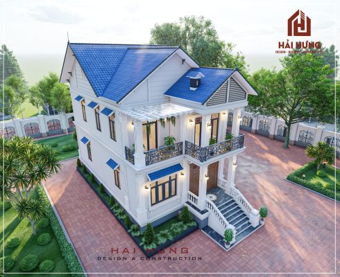 Mẫu biệt thự 2 tầng mái Thái phong cách tân cổ điển của chủ đầu tư chú Hải: 