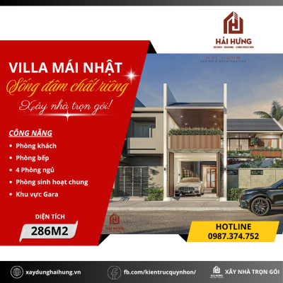 Kết cấu và tính năng công trình thiết kế villa mái Nhật