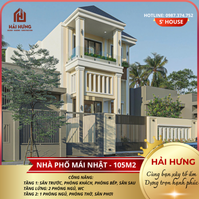 Tổng quan về nhà phố mái Nhật 7x15m tại Phù Cát, Tỉnh Gia Lai
