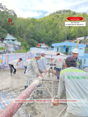 Tiến hành thi công đổ bê tông sàn mái