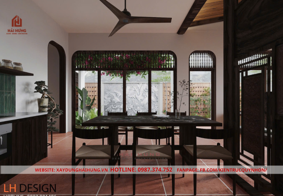 Thiết kế không gian mở và nội thất tối giản nhà vườn