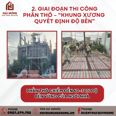 Giai đoạn xây nhà thi công phần thô – khung xương quyết định độ bền