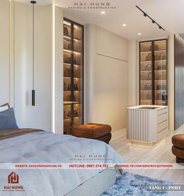 Phòng ngủ master và không gian riêng tư của thiết kế villa hiện đại mái nhật đẹp nhất 