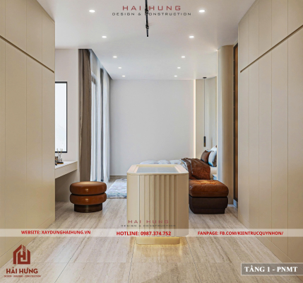 Phòng ngủ master và không gian riêng tư của thiết kế villa hiện đại mái nhật đẹp nhất 