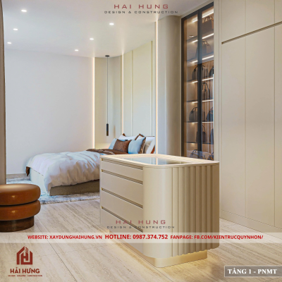 Phòng ngủ master và không gian riêng tư của thiết kế villa hiện đại mái nhật đẹp nhất 