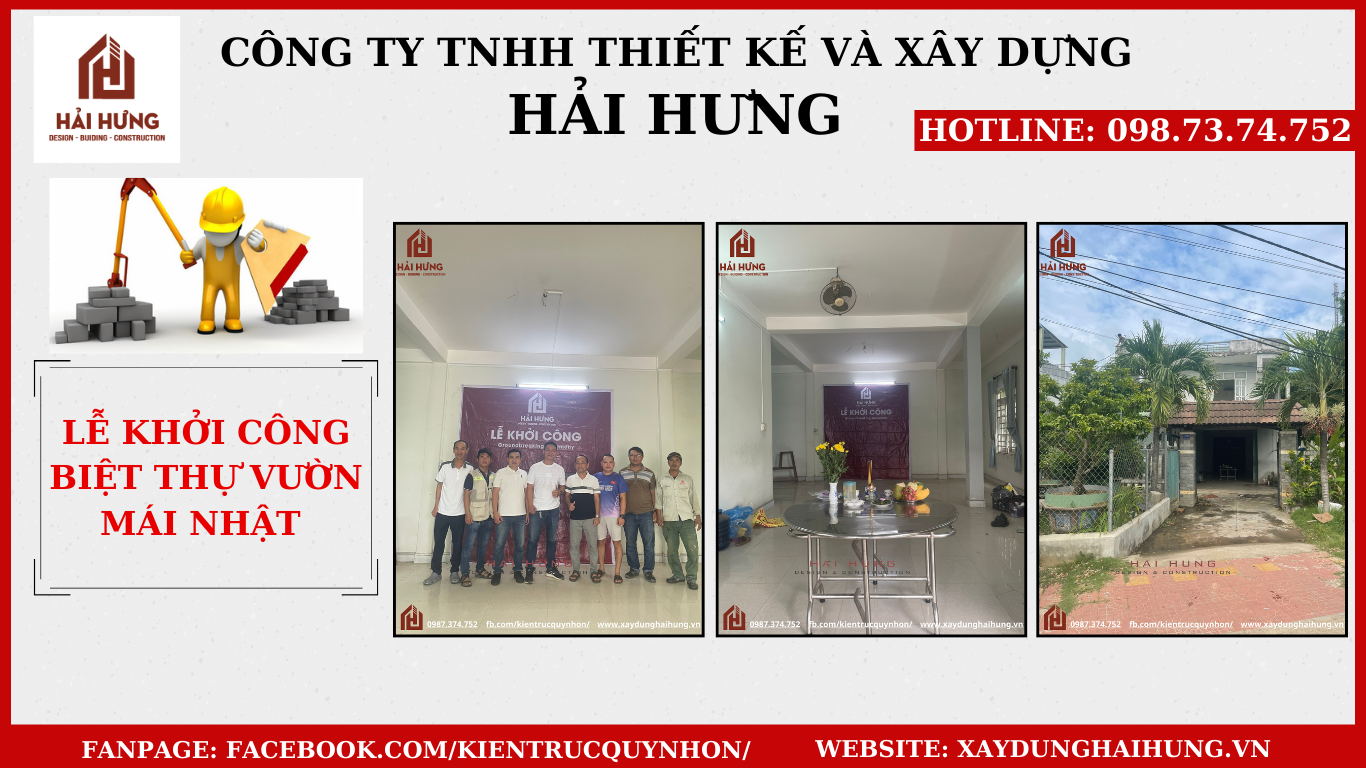 Khởi Công Biệt Thự Vườn: Lễ Khởi Công Dự Án Biệt Thự Vườn Mái Nhật 3 Tầng của MR. Thy Tại Phường Nhơn Hưng, TX. An Nhơn, Bình Định