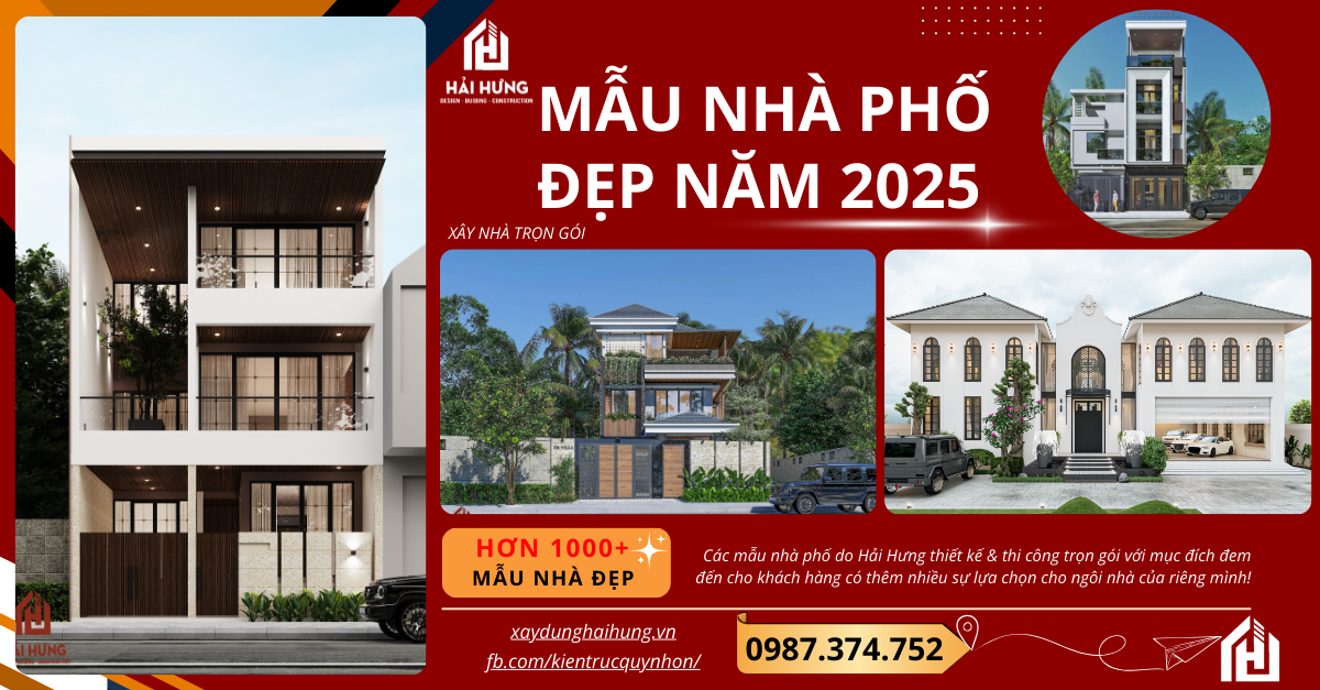 Mẫu nhà phố đẹp năm 2025 do Hải Hưng thiết kế & xây dựng trọn gói