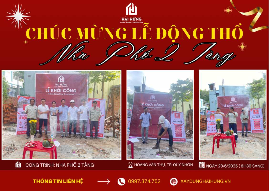 CHÚC MỪNG BUỔI LỄ KHỞI CÔNG NHÀ PHỐ 2 TẦNG TẠI TP. QUY NHƠN BÌNH ĐỊNH