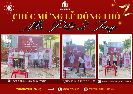 CHÚC MỪNG BUỔI LỄ KHỞI CÔNG NHÀ PHỐ 2 TẦNG TẠI TP. QUY NHƠN BÌNH ĐỊNH