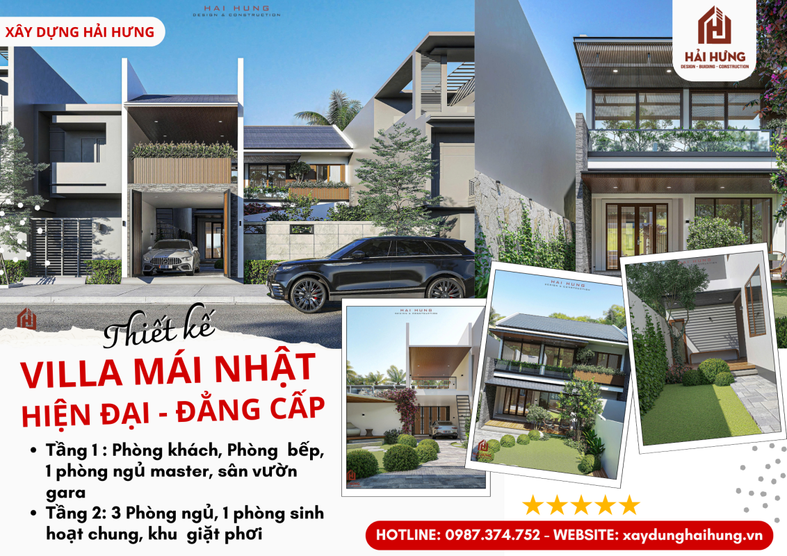 Hoàn thành thiết kế villa mái Nhật tại Nguyễn Thị Minh Khai, P. Quy Nhơn, Tỉnh Gia Lai