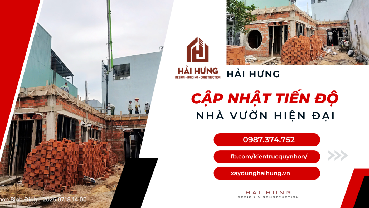 Cập nhật tiến độ thi công nhà vườn hiện đại diện tích 100m2 tại Phường Bình Định, tỉnh Gia Lai