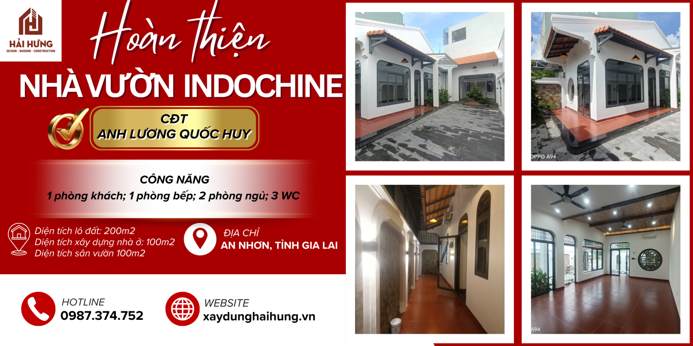 Thi công hoàn thiện nhà vườn đẹp phong cách Indochine