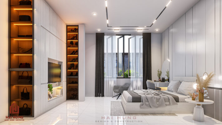 Phòng ngủ master mẫu biệt thự phố hiện đại 