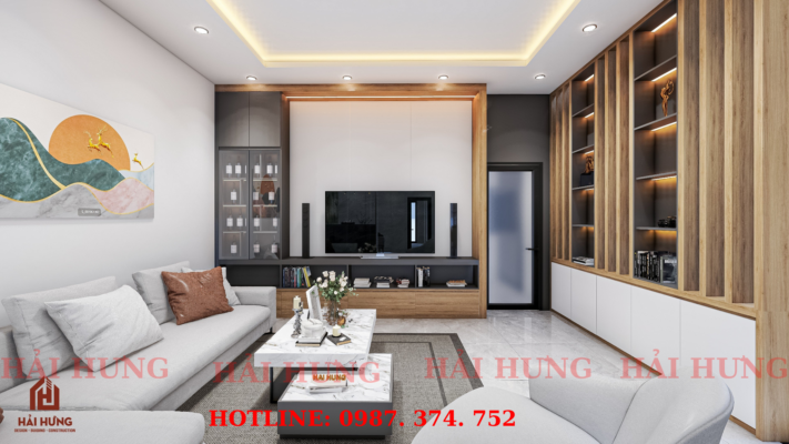 Phòng khách  nhà phố 3 tầng hiện đại 