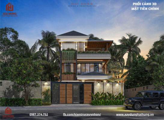 Kiến trúc Biệt Thự Vườn Mái Nhật 257 m2 tại TX. An Nhơn , Bình Định 