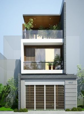 Mẫu nhà phố mái bằng tối giản, hiện đại
