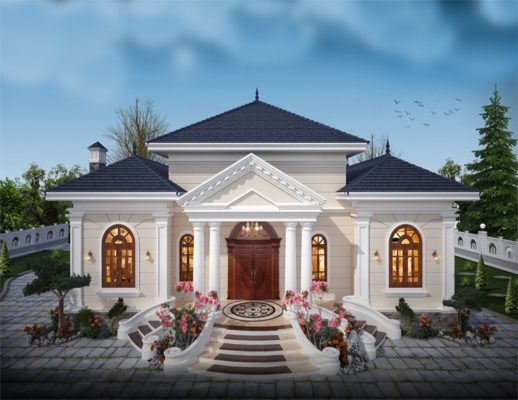 Nhà cấp 4 sân vườn phong cách Châu Âu