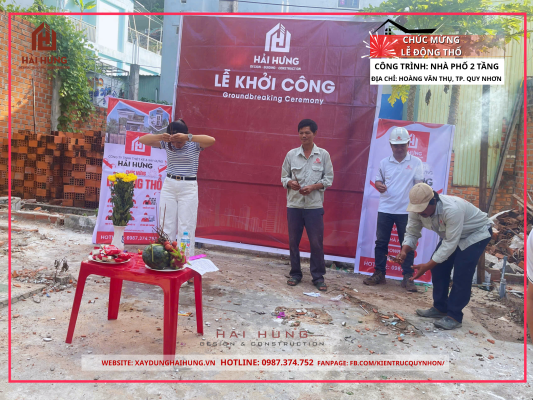 Mời mọi người xem qua các hình ảnh về buổi lễ động thổ công trình nhà phố 2 tầng tại TP. Quy Nhơn, Bình Định