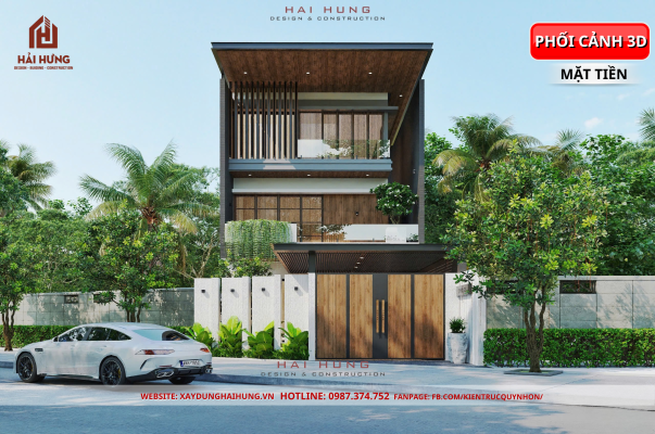 So sánh 3D & thực tế nhà phố 3 tầng đẹp anh CAO SON: kiến trúc hiện đại