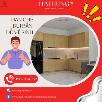 Giảm bụi bẩn và bảo trì dễ dàng khi làm tủ bếp chạm trần