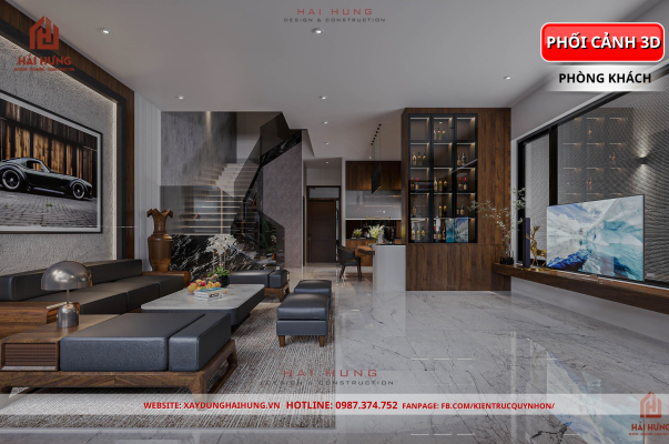 So sánh 3D & thực tế nhà phố 3 tầng đẹp anh CAO SON: kiến trúc hiện đại