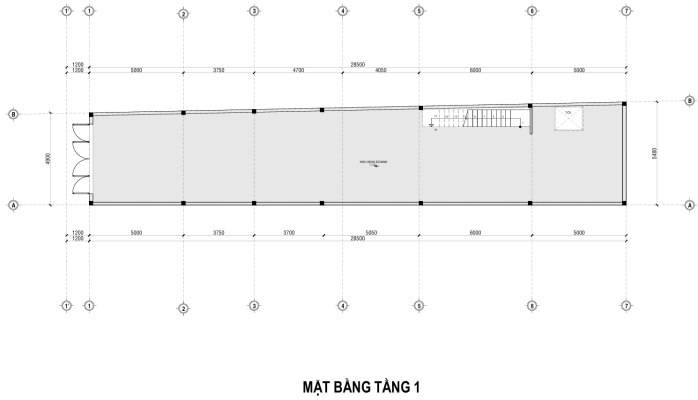 Mẫu bản vẽ thiết kế nhà phố kết hợp kinh doanh hiện đại mới nhất mặt bằng tầng 1.webp