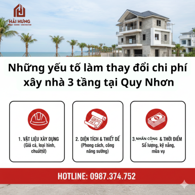 Những yếu tố làm thay đổi chi phí xây nhà 3 tầng tại Quy Nhơn