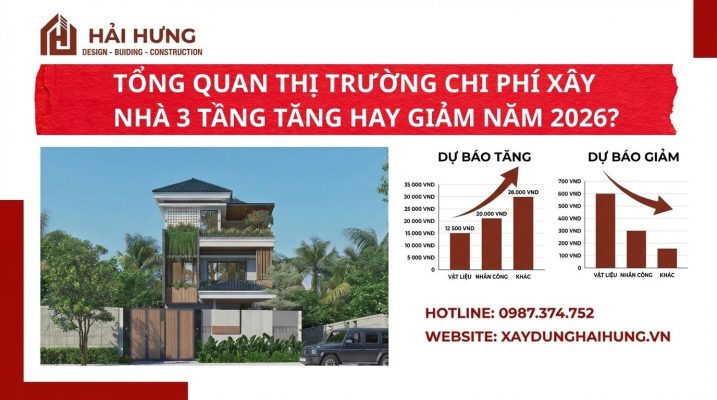Tổng quan thị trường chi phí xây nhà 3 tầng tăng hay giảm năm 2026?