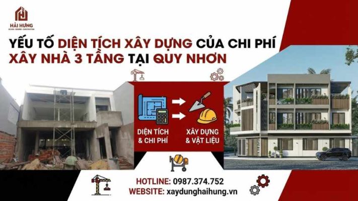 Yếu tố diện tích xây dựng của chi phí xây nhà 3 tầng tại Quy Nhơn